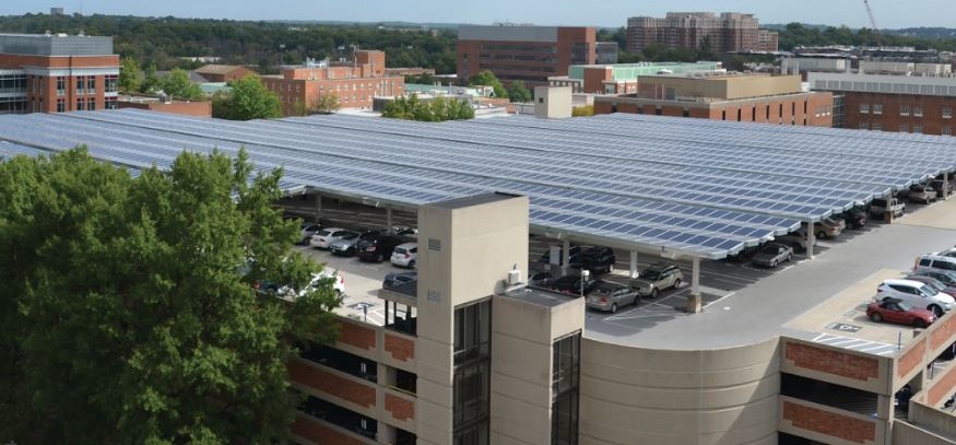 parking garage with solar roof